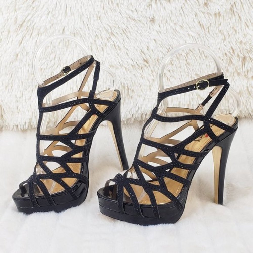 Luichiny Geo Cage Rhinestone Strap Platform High Heel - Picture 2 of 6